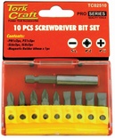 SCREWDRIVER BIT SET 10PCS(PH2X2.PZ2X3SLOTTED6MMX2.8MMX2)