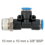PU HOSE FITTING TEE 10MM X 10MM X 3/8'M