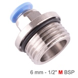 PU FITTING STR. STUD W/O-RING 6MM-1/2' M