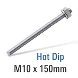 8.8 HOT DIP  GALV STUD M10X150 WITH NUT AND WASHER
