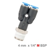 PU HOSE FITTING Y JOINT 4MM-1/4 M