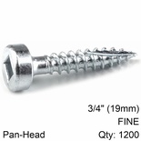 KREG ZINC POCKET HOLE SCREWS 19MM 0.75' #6 FINE THREAD PAN HEAD 1200CT