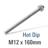 8.8 HOT DIP  GALV STUD M12X160 WITH NUT AND WASHER