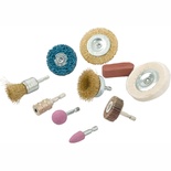 WIRE BRUSH SET 10 PIECE WITH HEX SHANK & BUFF KIT FOR DRILL