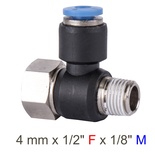 PU HOSE FITTING TEE 4MM X 1/8'F X 1/8'M