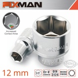 FIXMAN 1/2' DRIVE HEX SOCKET 12MM X 21.8MM