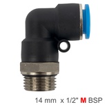 ELBOW W/O-RING 14MM-1/2' M PU HOSE FITTING