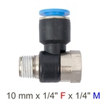 PU HOSE FITTING TEE 10MM X 1/4'F X 1/4'M