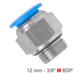 PU FITTING STR. STUD W/O-RING 12MM-3/8' M