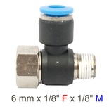 PU HOSE FITTING TEE 6MM X 1/8'F X 1/8'M