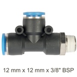 PU HOSE FITTING TEE 12MM X 12MM X 3/8'M