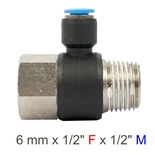 PU HOSE FITTING TEE 6MM X 1/2'F X 1/2'M