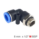 PU HOSE FITTING ELBOW W/O-RING 8MM-1/2 M