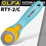 OLFA ROTARY SPLASH CUTTER 45MM BLADE R/L HANDED LIGHT BLUE AQUA