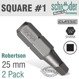 SQ.RECESS NO.1X25MM BIT 2CD