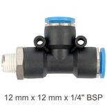 PU HOSE FITTING TEE 12MM X 12MM X 1/4'M
