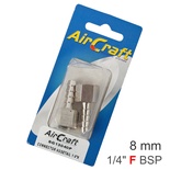 CONNECTOR HOSETAIL 1/4'F X 8MM  2PACK