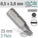 SLOTTED BIT 0.5X3MM 25MM 2CD