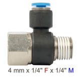 PU HOSE FITTING TEE 4MM X 1/4'F X 1/4'M